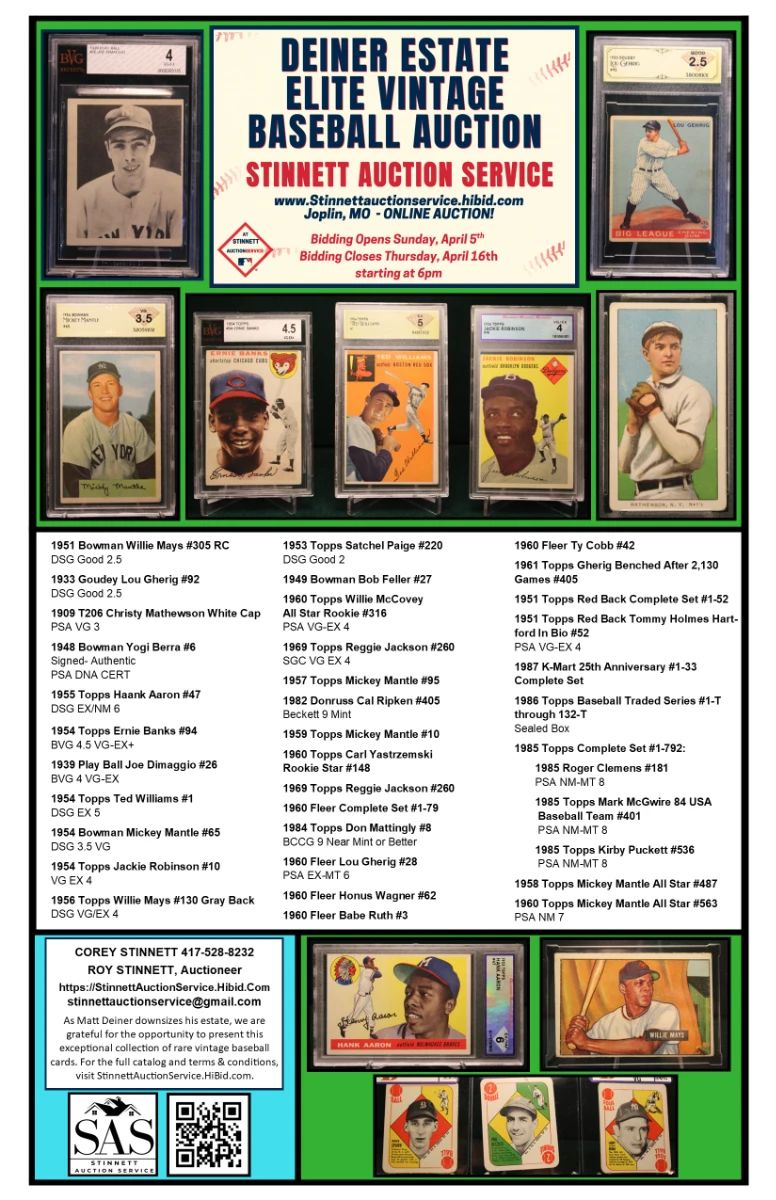 SALE BILL  DEINER BASEBALL  ONLINE AUCTION