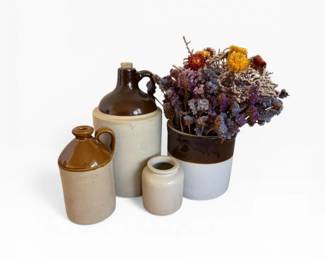 71 AssortedStonewareCrocksJugswDriedFlowers