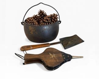 72 CastIronFireplaceBucketShovelWoodBellows