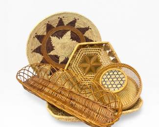 5 HandmadeWovenBasketCollectionWeddingBasketBambooTrays