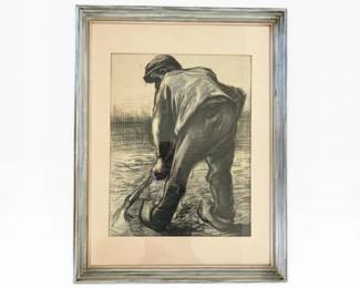 75 VintageVanGoghDiggerinPotatoFieldReproductionPrintFramed