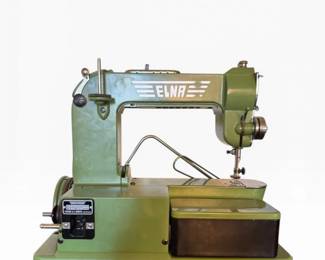 11 VintageElnaModel50SewingMachineGreenwCaseMidCentury