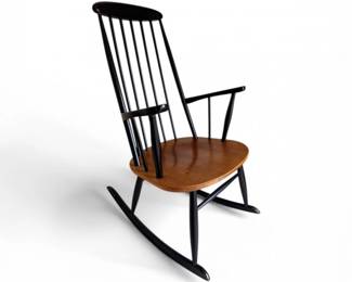 2 WoodBlackSpindleBackRockingChairwArmrests