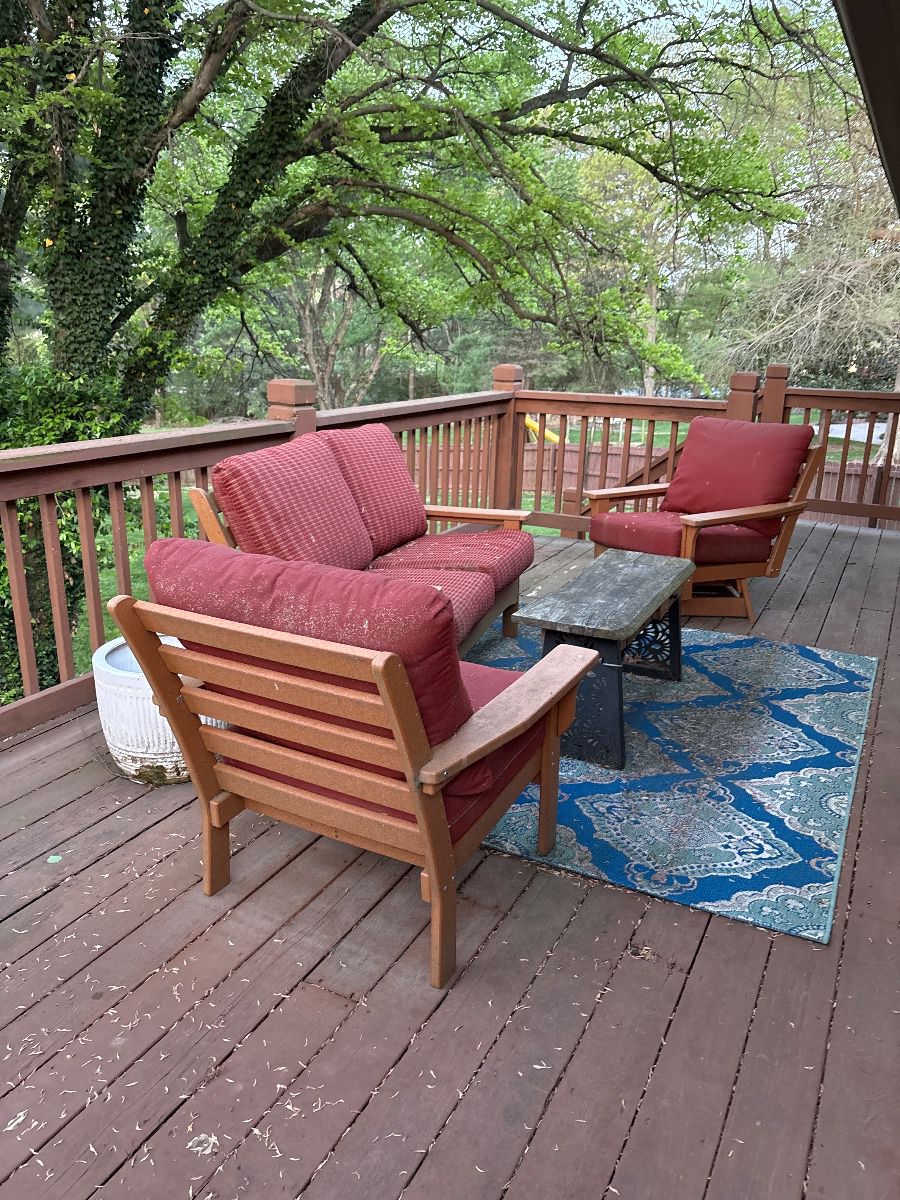Loveseat, two chairs and cushions from Suburban Lawn and Leisure $500
