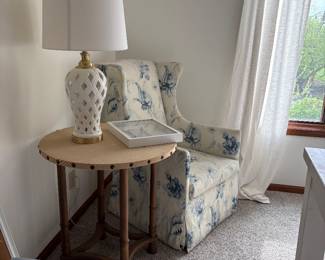 Blue floral chair $75