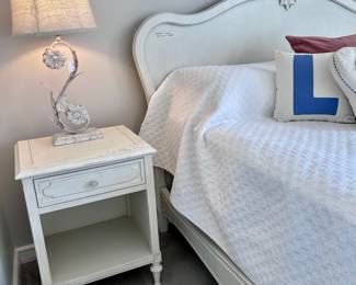 Restoration Hardware bed, bedside table (2 available), and lamp (2 available)