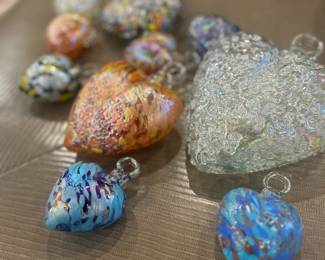 Hand blown glass hearts