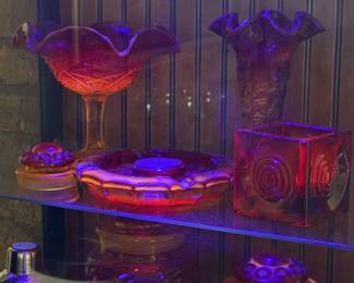 Amberina Cadmium glass - ashtray, candy dish, vase