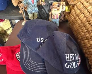 Golf caps. golfer figurines