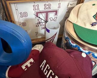 Aggie Clock and caps