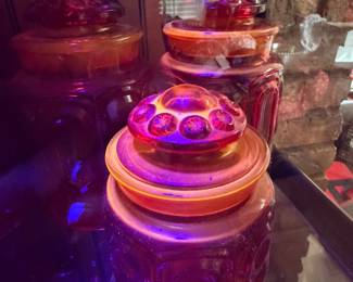 Amberina Cadmium Glass Jars (Vintage)