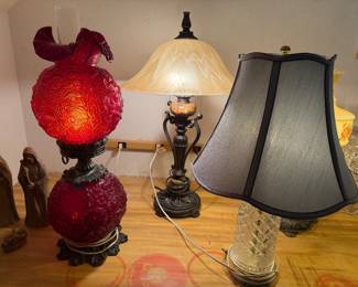 Vintage Fenton Ruby Red Parlor Lamp, Kathy Ireland Table Lamp