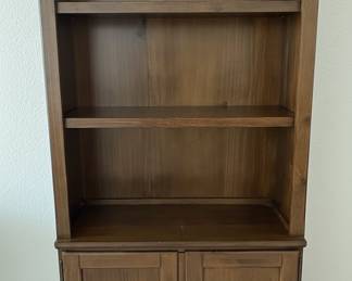 Solid Wood Bookcase with Cabinet Doors