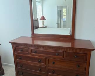 Traditional Cherry Finish Dresser with Mirror