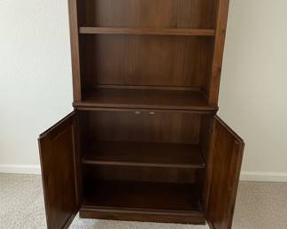 Solid Wood Bookcase with Cabinet Doors