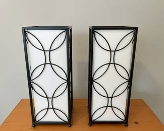 Pair of Modern Geometric Table Lamps with Interlocking Circles