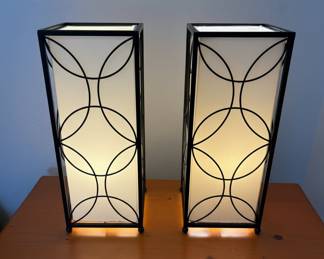 Pair of Modern Geometric Table Lamps with Interlocking Circles