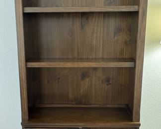 Solid Wood Bookcase with Cabinet Doors
