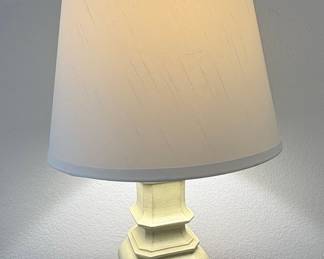 Vintage Cream Ceramic Urn Table Lamp with Tapered Shade