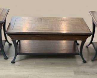 Transitional Style Wood and Metal Coffee Table and End Tables Set