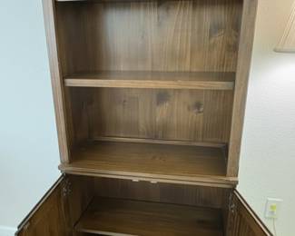 Solid Wood Bookcase with Cabinet Doors