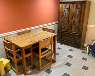 Vintage Oak and Cane Dining Set