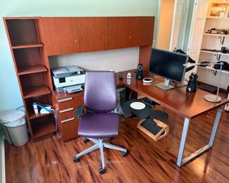 Office Furniture, 60" L-Shaped Desk with Hutch in Cherry