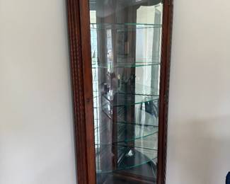 Corner Curio Cabinet with Lighting and Glass Shelving