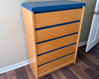 Mid-Century Modern Style Dresser with Blue Top