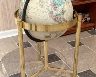 Vintage World Globe with Brass Stand