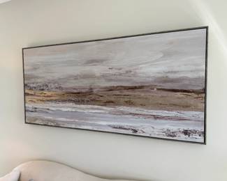 Abstract Landscape Artwork with Gold Leaf Accents