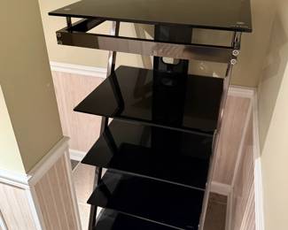 Black Glass and Chrome Audio/Video Tower