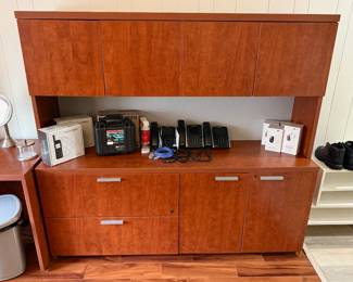 Modern Office Credenza with Hutch and Integrated Lighting