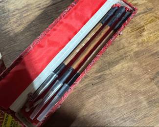 Set of Chinese Calligraphy Brushes in Decorative Box