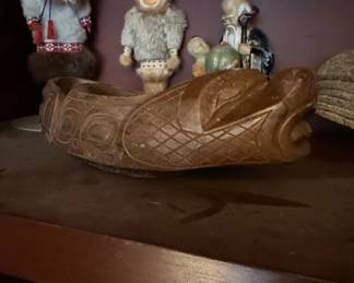Haida Style Carved Wooden Bowl