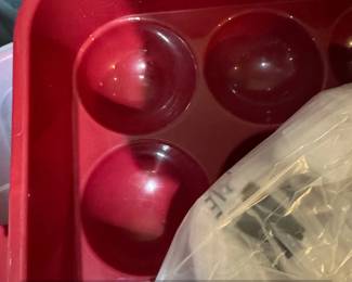 Sterilite Pack Red Ornament Storage Boxes with Compartmentalized Trays second image