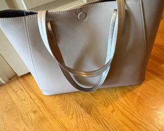 Womens Reversible Faux Leather Tote Bag with DualTone Straps