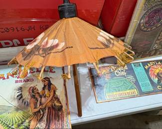 Vintage Japanese Parasol with Floral Motif