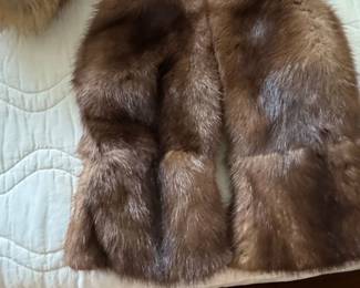 Brown Mink Fur Stole with Leather Lining