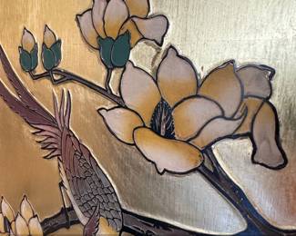 FourPanel Folding Screen with Birds and Flowers, Gold Leaf second image