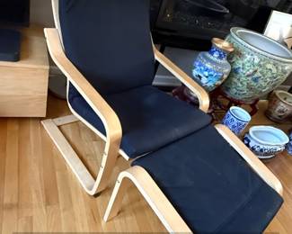IKEA Pong Armchair and Ottoman, Birch Veneer or Knisa Black third image