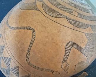 Vintage Peruvian HandCarved Gourd Vessel second image