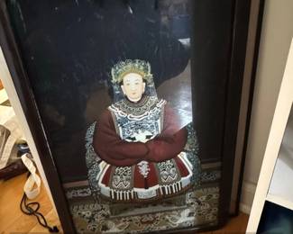 Chinese Reverse Glass Painting Ancestor Portrait