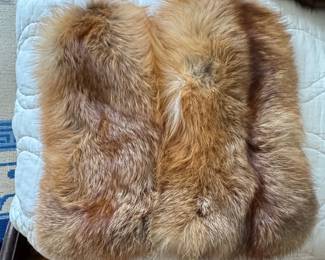 Vintage Red Fox Fur and Leather Mittens fourth image