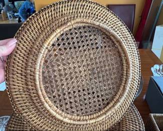 Woven Rattan Charger Plates and Napkin Holder Set second image