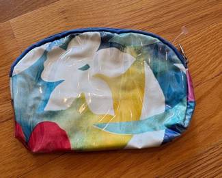 Clear Vinyl Floral Print Cosmetic Bag
