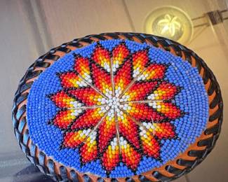 Native American Beaded Rosette Medallion Belt Buckle