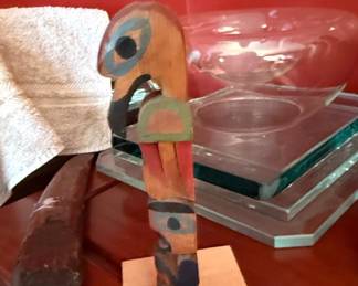 Vintage HandCarved Wooden Totem Pole Figurine third image