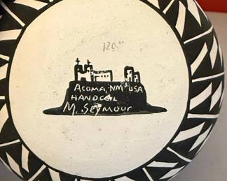Acoma Pueblo HandCoiled Pottery Vessel by M. Seymour fourth image