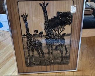 Vintage Framed Print of Two Giraffes, Patterns on the Plains by Mangelsen